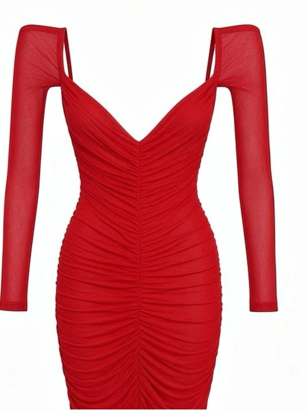 Motel Ruched Mini Dress in Red Size Small NWT